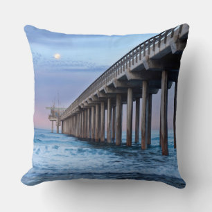 Volle maan boven pier, Californië Kussen