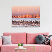 Volle maan boven San Diego Canvas Afdruk (Insitu (Woonkamer))