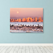 Volle maan boven San Diego Canvas Afdruk (Insitu (Houten vloer))