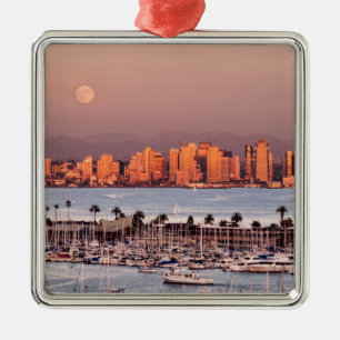 Volle maan boven San Diego Metalen Ornament