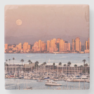 Volle maan boven San Diego Stenen Onderzetter