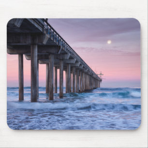 Volle Maan Boven Scripps Pier Muismat