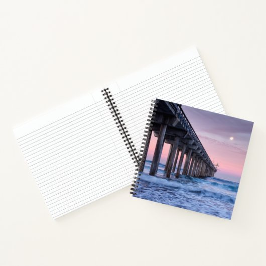 Volle Maan Boven Scripps Pier Notitieboek (Binnen)