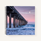 Volle Maan Boven Scripps Pier Notitieboek (Voorkant)