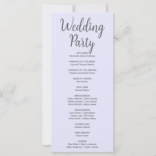 Volle Maan Celestial Stars Lavendel Trouwprogramma (Achterkant)