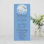 Volle Maan Celestial Sterren Blauw Huwelijksprogra (Staand voorkant)