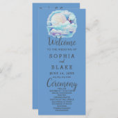 Volle Maan Celestial Sterren Blauw Huwelijksprogra (Voorkant / Achterkant)