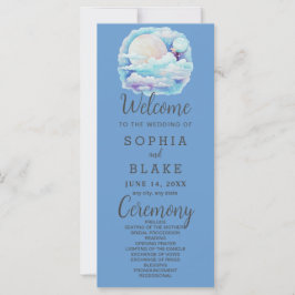 Volle Maan Celestial Sterren Blauw Huwelijksprogra