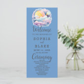 Volle Maan Celestial Sterren Blauw Huwelijksprogra (Staand voorkant)