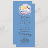 Volle Maan Celestial Sterren Blauw Huwelijksprogra (Voorkant / Achterkant)