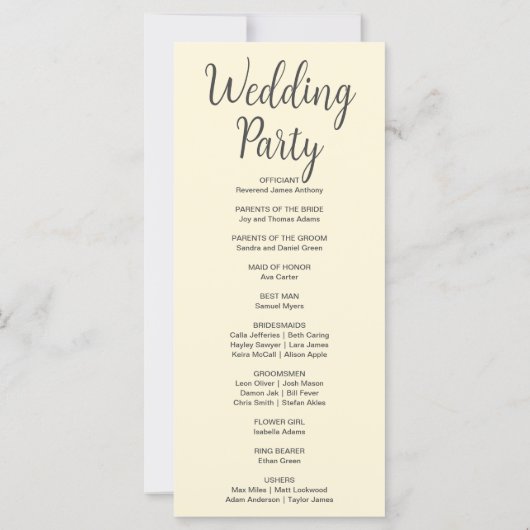 Volle Maan Celestial Sterren Geel Huwelijksprogram (Achterkant)