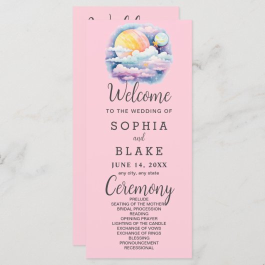 Volle Maan Celestial Sterren Wit Huwelijksprogramm (Voorkant / Achterkant)