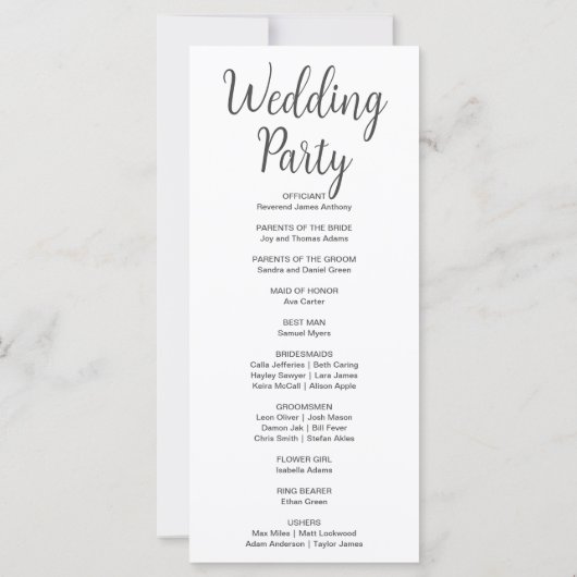 Volle Maan Celestial Sterren Wit Huwelijksprogramm (Achterkant)