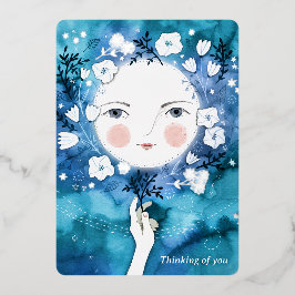 Volle Maan Denken aan U Zilver Folie Feestdagenkaart