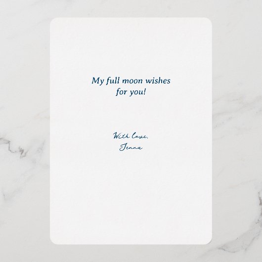 Volle Maan Denken aan U Zilver Folie Feestdagenkaart (Achterkant)