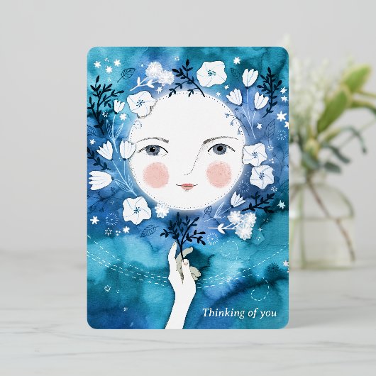 Volle Maan Denken aan U Zilver Folie Feestdagenkaart (Staand Voorkant)