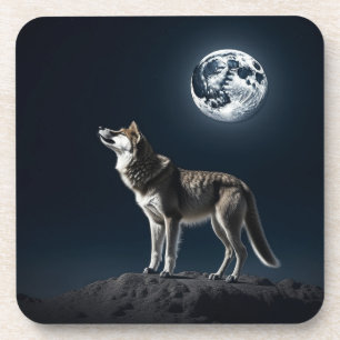 Volle Maan die op de Wolf schijnt Bier Onderzetter