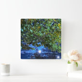 Volle maan 🌝 door de bomen 🌳 vierkante klok (Huis)
