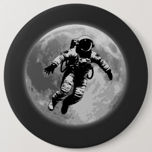 Volle Maan en Astronaut Ronde Button 6,0 Cm