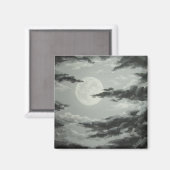 Volle Maan en Bewolkte Nachtlucht Magneet (Voorkant / Achterkant)