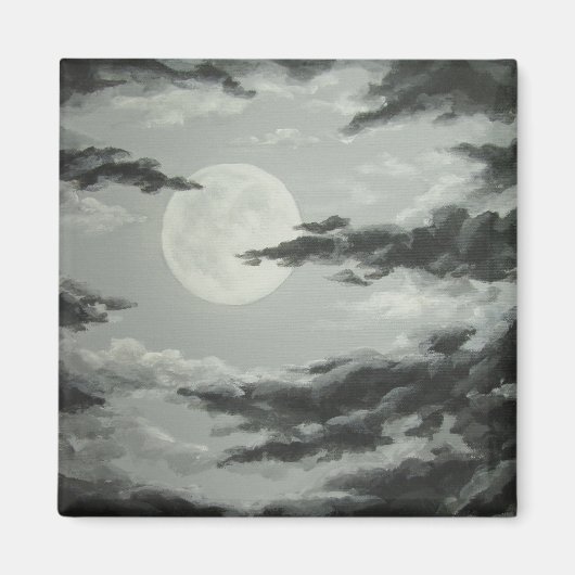 Volle Maan en Bewolkte Nachtlucht Magneet (Voorkant)