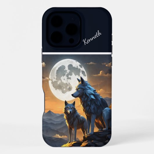 Volle Maan en Gehuil van de Wolf iPhone Hoesje (Achterkant)