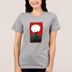 Volle maan en kat Tri-Blend shirt