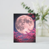 Volle Maan en Kersenbloesems Uitnodiging – Elegant (Staand voorkant)