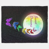 Volle maan en regenboogvlinders zoete dromen fleece deken (Voorkant (Horizontaal))