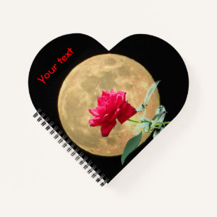 Volle Maan en Volle Bloei Rode Roos Notitieboek