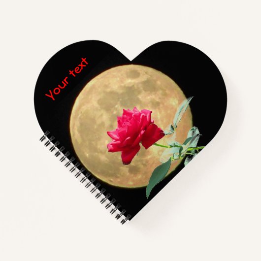 Volle Maan en Volle Bloei Rode Roos Notitieboek (Voorkant)