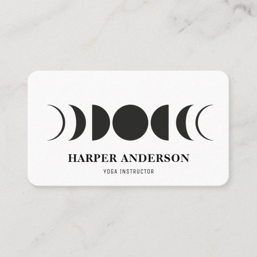 Volle Maan Fasen Moderne Yoga Instructeur Visitekaartje (Voorkant)
