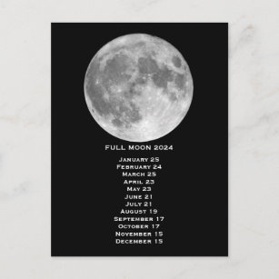 Volle Maan Fases 2024 US Oostelijke Datum Briefkaart