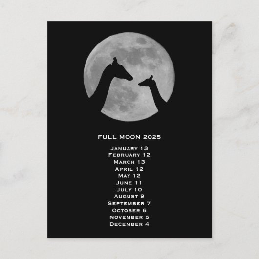 Volle Maan Giraffe 2025 Briefkaart (Voorkant)