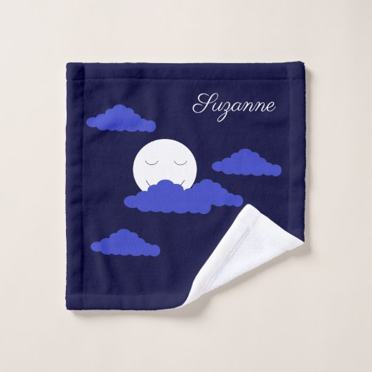 Volle maan glimlachen met donkere wolken washandje (Wasdoekje)