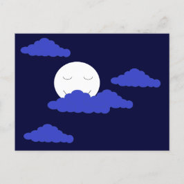 Volle maan glimlachen met wolken briefkaart