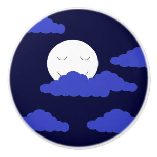 Volle maan glimlachen met wolken: keramische knop