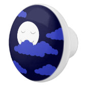 Volle maan glimlachen met wolken: keramische knop (Rechts)