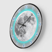 Volle Maan Gloed Effect Blauw Blauwgroen Ontwerp Grote Klok (Hoek)