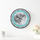 Volle Maan Gloed Effect Blauw Blauwgroen Ontwerp Grote Klok (Huis)
