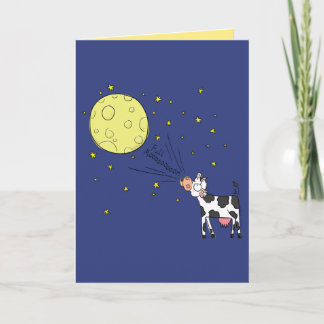 Volle Maan - Grappig Koe Maan Wenskaart Kaart