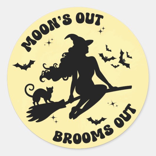 Volle maan grappige Halloween bruist van hekserige Ronde Sticker (Voorkant)