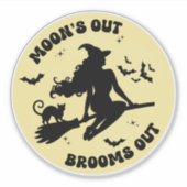 Volle maan grappige Halloween bruist van hekserige Sticker (Voorkant)