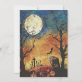 Volle Maan Graveyard Halloween Party Kaart (Achterkant)