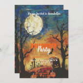 Volle Maan Graveyard Halloween Party Kaart (Voorkant / Achterkant)