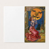 Volle maan Halloween heks Kaart (Buitenkant ongevouwen)