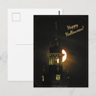 Volle maan Halloween in Mons, België Briefkaart