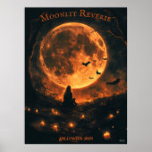 Volle maan Halloween met vleermuizen, kaarsen en n Poster (Voorkant)