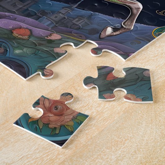 Volle Maan Halloween Paardrijder Legpuzzel (Zijkant)