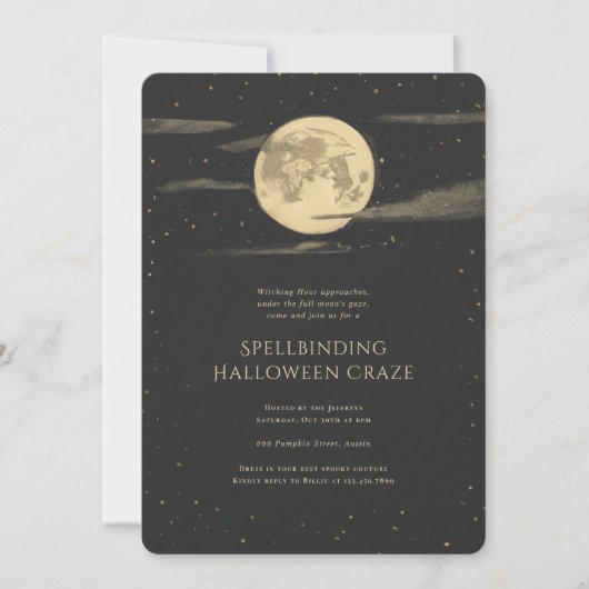Volle Maan Halloweenfeest Kaart (Voorkant)